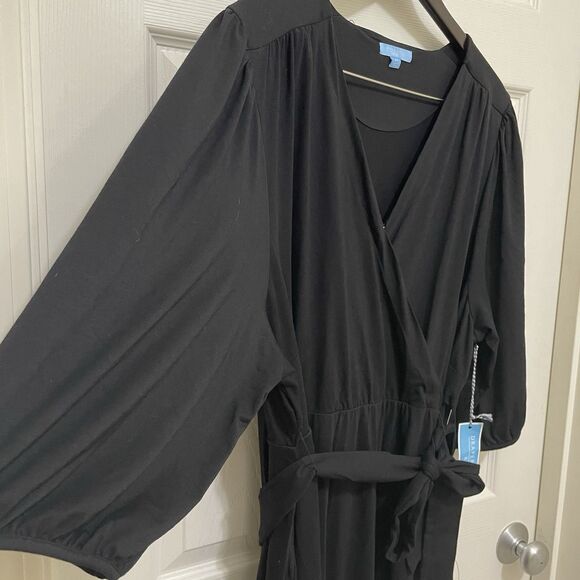 NEW Draper James RSVP Knit Wrap Dress Black Half Sleeve V-Neck Plus Size 2X NWT - Picture 6 of 14